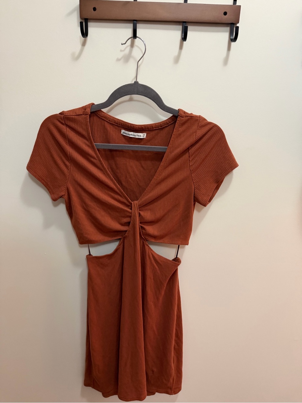 Abercrombie & Fitch Ribbed Rust Cutout Dress